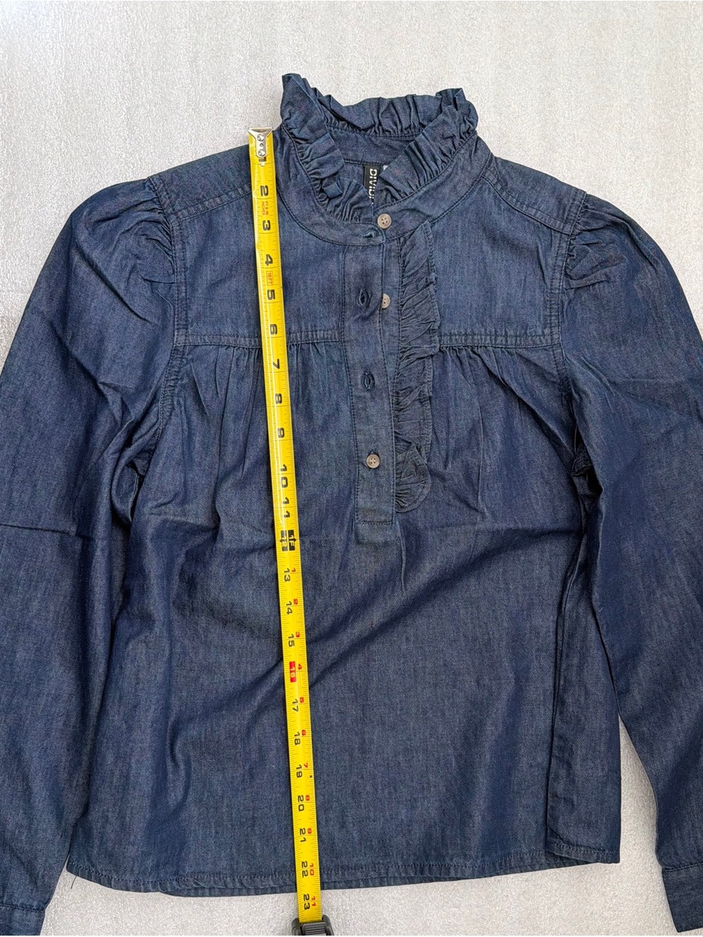 H&M Ruffle Collar Denim Blouse Size XS - Picture 4 of 10